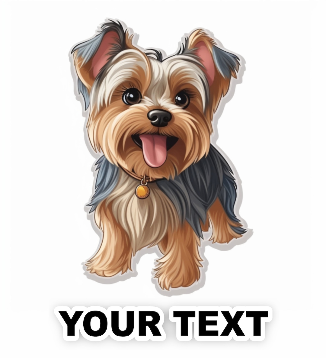 Set of 2 Yorkshire Terrier Dog Decal Stickers With Free Custom Text