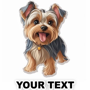 Set of 2 Yorkshire Terrier Dog Decal Stickers with Free Custom Text - Full Color and Weatherproof. U.S.A Free Shipping