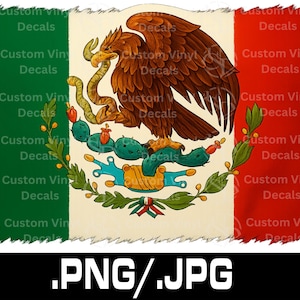 Vintage Mexican Flag with Bold Eagle | Bandera de México Clásica PNG JPG | Instant Digital Download