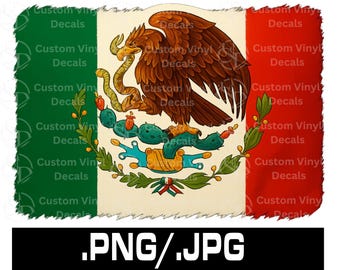 Bandiera messicana vintage con aquila / PNG JPG (download digitale)
