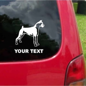 Set (2 Stück) Boxer Dog Sticker Aufkleber mit individuellem Text 20 Farben zur Auswahl.  U.S.A Versandkostenfrei