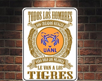 Cartel de aluminio de Tigres UANL Futbol, decoración de fútbol mexicano (9 x 12)