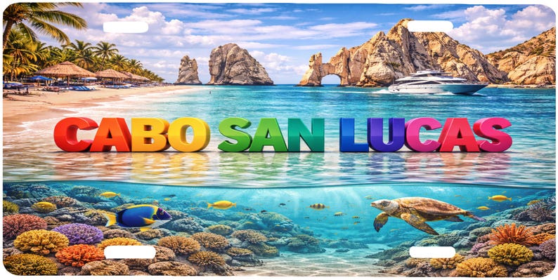 Cabo San Lucas BCS Mexico Colorful Aluminum Novelty Plate, 6