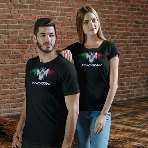 Yucatan Mexico  Eagle Flag Black T-Shirt playera Black t-shirt tshirt t shirt playera