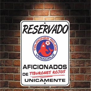 Aficionados de Tiburones Rojos Futbol México Veracruz 9 x 12 Signo de Aluminio Preperforado