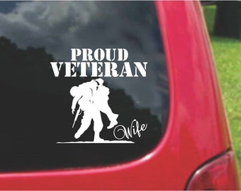 Set vinylstickers Proud Veteran Wife - autoruit, gereedschapskist