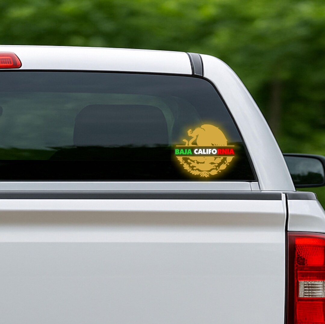 Baja California Reflective Sticker With Mexican Coat of Arms Tricolor ...