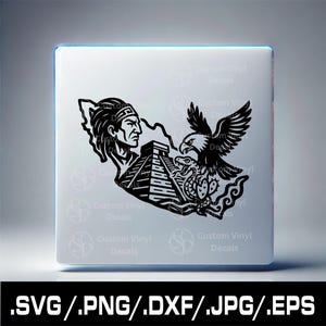 Mapa de México aguila y  Azteca | Mexico map eagle and Aztec warrior | in svg, png, dxf, eps, jpg  Cricut - Silhouette | Instant Download