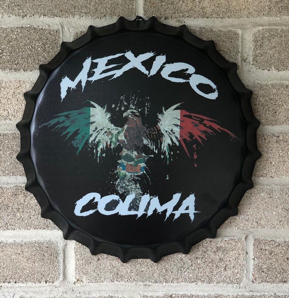 Colima Mexico Eagle Flag Metal Tin Sign – Home Decor, 13.8