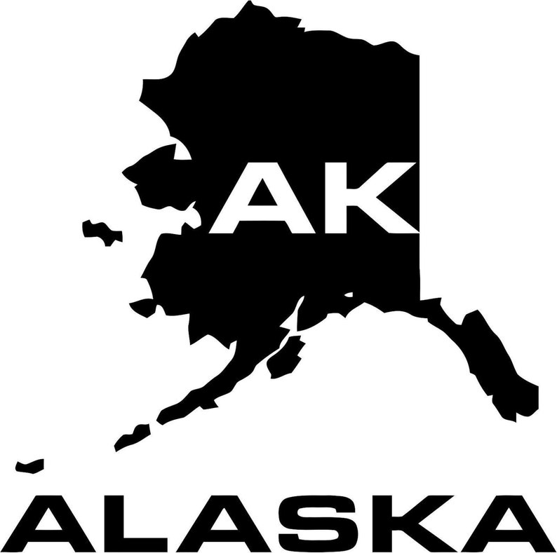 2 Pieces Alaska AK State USA Outline Map Stickers Decals 20 Colors To Choose From. U.S.A Free Shipping image 2