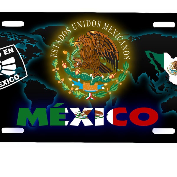 Mexico Aluminum License Plate Placa  6" x 12"