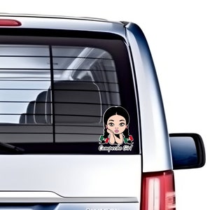 Set of 2 Campeche Girl Mexico Cartoon Decals Stickers Full Color Weatherproof