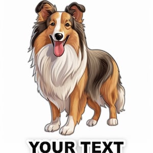 Set of 2 Shetland Sheepdog Dog Decal Stickers with Free Custom Text - Full Color and Weatherproof. U.S.A Free Shipping