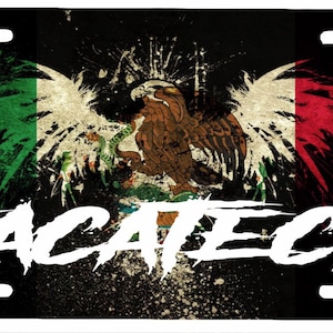 Zacatecas  Mexico Aluminum License Plate Placa  6&quot; x 12&quot;