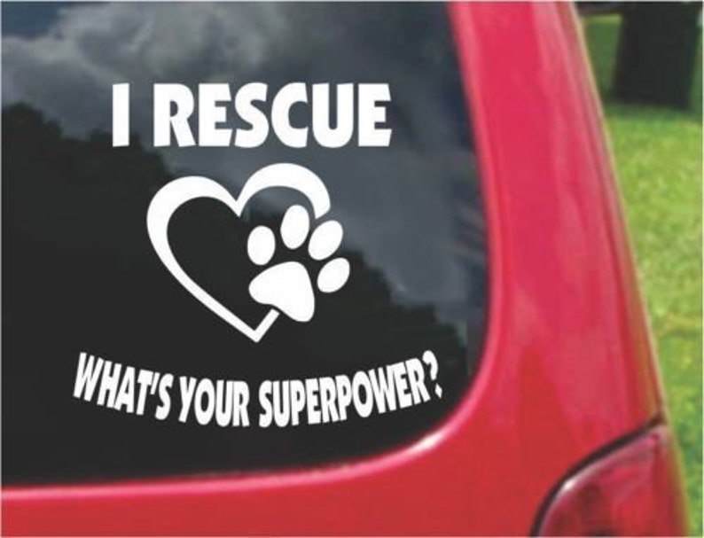 Set 2 Pieces I Rescue What's Your Superpower Sticker Decals 20 Colors To Choose From. U.S.A Free Shipping image 1