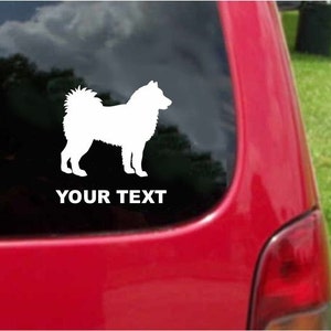 Set (2 Pieces)  Alaskan Malamute Dog  Sticker Decals with custom text 20 Colors To Choose From.  U.S.A Free Shipping