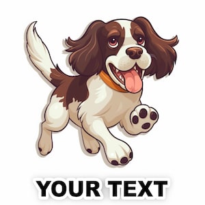 Set of 2 English Springer Spaniel Dog Decal Stickers with Free Custom Text - Full Color and Weatherproof. U.S.A Free Shipping
