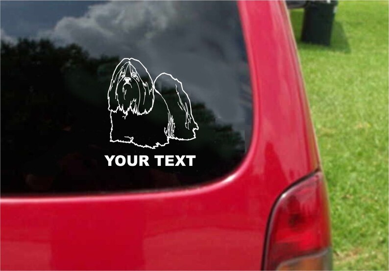 Set of 2 Maltese Dog Sticker Decals with custom text 20 Colors To Choose From. U.S.A Free Shipping image 1