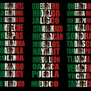 Mexican States Letters Bundle with Mexican Flag Vintage Style | Letras con Bandera de México Estilo Vintage | PNG JPG Instant Download