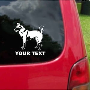 Set (2 Pieces) Siberian Husky Dog Sticker Decals with custom text 20 Colors To Choose From.  U.S.A Free Shipping