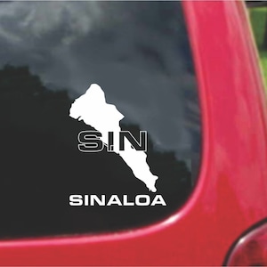 2 Pieces Sinaloa Mexico Outline Map  Stickers Decals 20 Colors To Choose From.  U.S.A Free Shipping