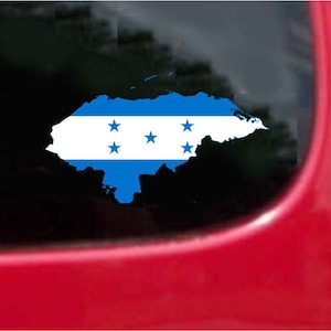 2 Pieces Honduras Outline Map Flag Vinyl Decals Stickers Full Color/Weather Proof. U.S.A Free Shipping