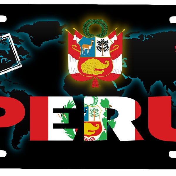 Peru Aluminum License Plate Placa 6" x 12"