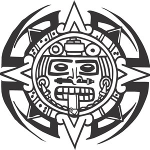 Set (2 Pieces) Tribal Aztec Calendar Sticker Decals 20 Colors To Choose From.  U.S.A Free Shipping