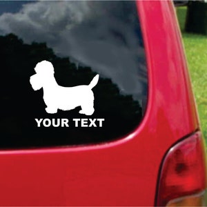 Set (2 Pieces)  Dandie Dinmont Terrier  Dog  Sticker Decals with custom text 20 Colors To Choose From.  U.S.A Free Shipping