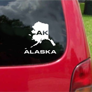 2 Pieces Alaska AK State USA Outline Map Stickers Decals 20 Colors To Choose From. U.S.A Free Shipping image 1
