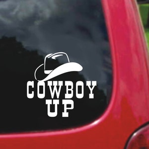 Set (2 stuks) Cowboy Up stickerstickers 20 kleuren om uit te kiezen. VS Gratis verzending