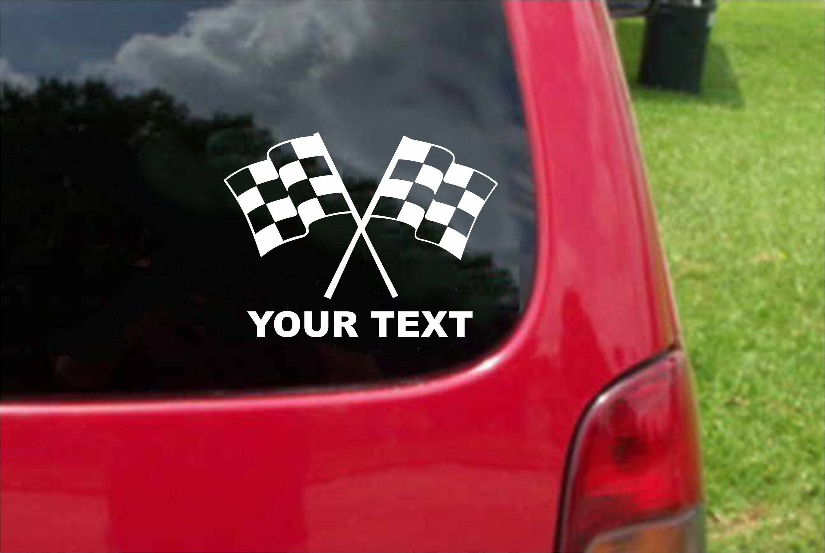 Set 2 Pieces Racing Flags Sticker Decals With Custom Text 20 Colors to  Choose From. U.S.A Free Shipping 