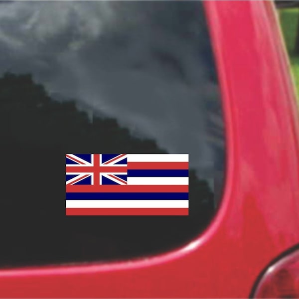 2 Pieces Hawaii  State Flag Vinyl Decals Stickers Full Color/Weather Proof. U.S.A Free Shipping