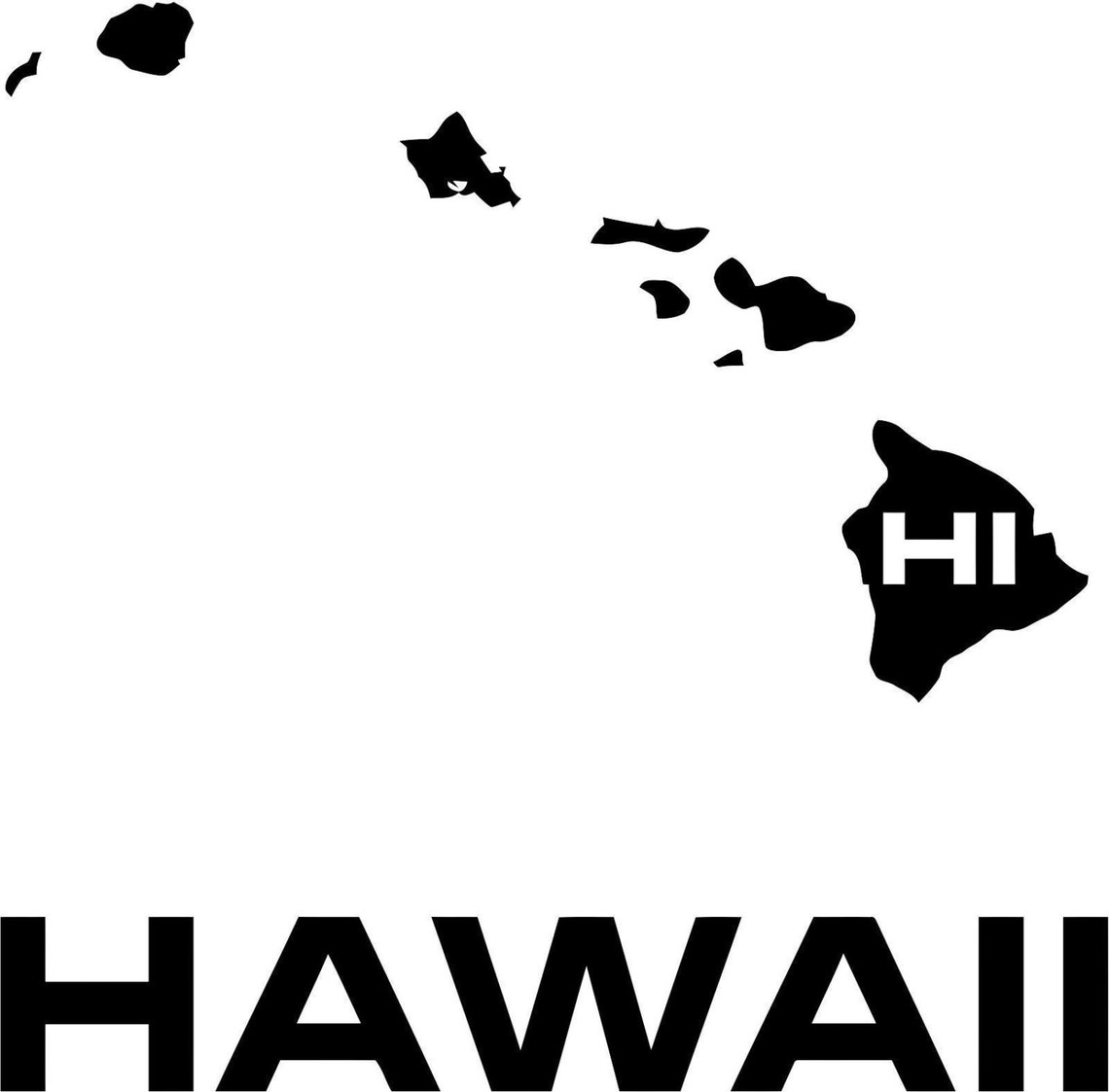 2 Pieces Hawaii HI State USA Outline Map Stickers Decals 20 Etsy