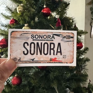 Set of 2 Decorative Sonora License Plate Decal Stickers Full Color, Weatherproof, Vintage Distressed  Look. U.S.A Free Shipping