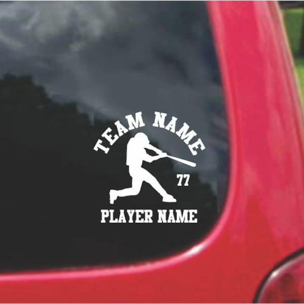 Set Baseball Sports Decals with custom text Fundraising  20 Colors To Choose From.  U.S.A Free Shipping