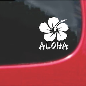 Set (2 Pieces) Hibiscus Aloha  Hawaii Sticker Decals 20 Colors To Choose From.  U.S.A Free Shipping