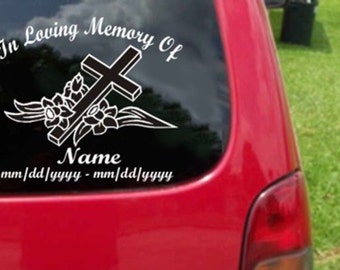 Custom In Loving Memory Vinyl Decal Sticker 20 Colors To Choose From.  U.S.A Free Shipping