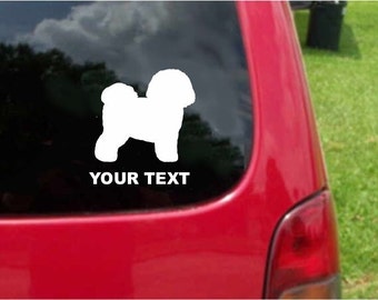 Set (2 Pieces) Bichon Frise Dog   Sticker Decals with custom text 20 Colors To Choose From.  U.S.A Free Shipping