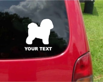 Bichon Frise Dog Sticker Decals (Set of 2) - Custom Text, 20 Colors