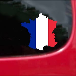 2 Stück Frankreich Umriss Karte Flagge Vinyl Aufkleber Aufkleber Vollfarbe / Wetterfest. USA kostenloser Versand