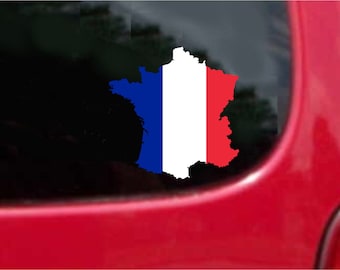 France Outline Map Flag Vinyl Decals - Weatherproof Stickers (2 Pieces)