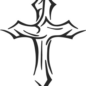 Set  (2 Pieces)  Tribal Cross Sticker Decals 20 Colors To Choose From.  U.S.A Free Shipping