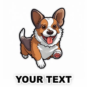 Set of 2 Cardigan Welsh Corgi Dog Decal Stickers with Free Custom Text - Full Color and Weatherproof. U.S.A Free Shipping