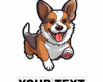 Juego de pegatinas de Cardigan Welsh Corgi: calcomanías resistentes a la intemperie con texto personalizado