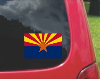 2 Pieces  Arizona State Flag Vinyl Decals Stickers Full Color/Weather Proof. U.S.A Free Shipping