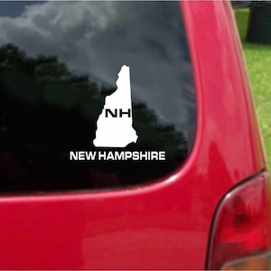 2 Pieces New Hampshire NH State USA Outline Map Stickers Decals 20 Colors To Choose From.  U.S.A Free Shipping