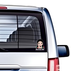 Set of 2 Nuevo Leon Girl Mexico Cartoon Decals Stickers Full Color Weatherproof