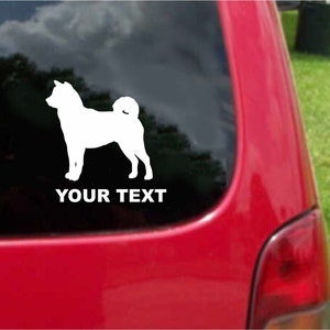 Juego (2 piezas) de calcomanías adhesivas para perros Shiba Inu con texto personalizado, 20 colores para elegir. Envío gratuito a EE. UU.