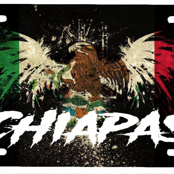 Chiapas Mexico Aluminum License Plate Placa  6" x 12"